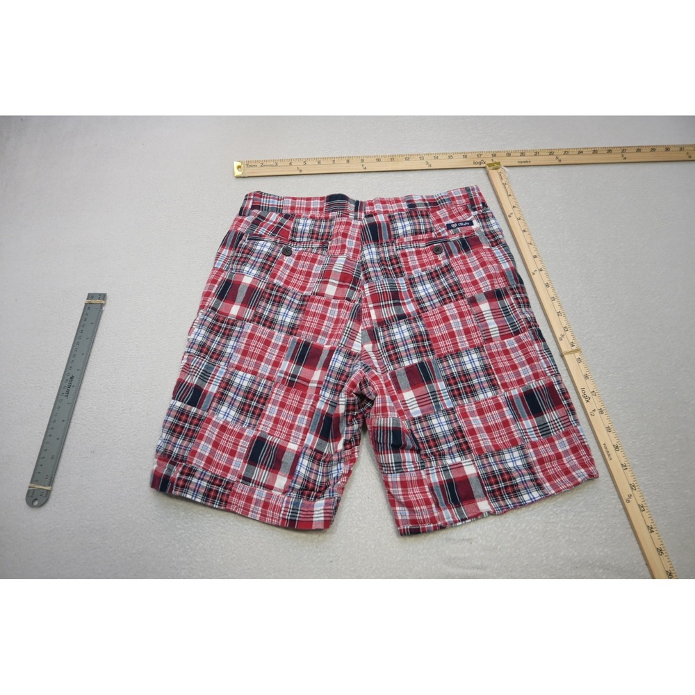 Chaps Patchwork Plaid Shorts Mens 32 Red White Blue Cotton Preppy Excellent - Picture 8 of 8